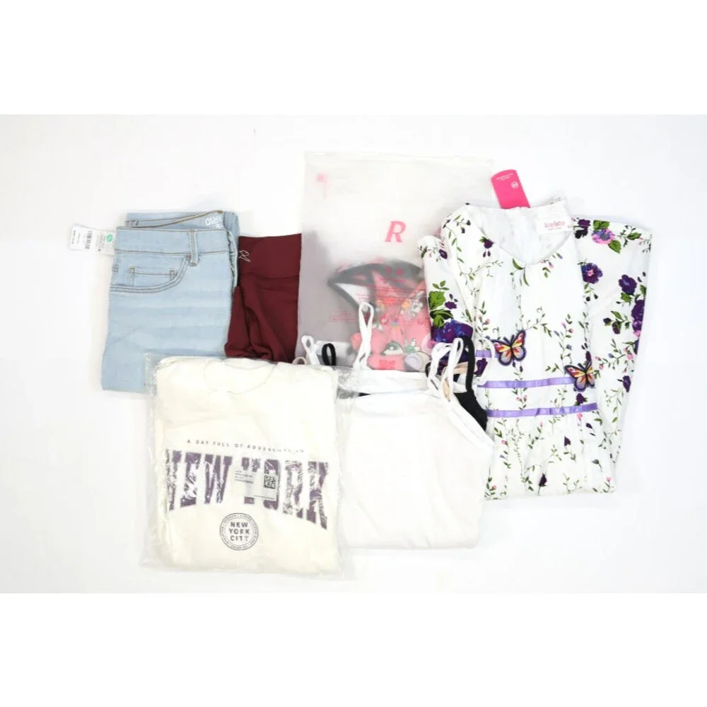 Wholesale Bulk Lot Of 11 Girls Size Large 10/12 Mixed Season Tops Bottoms